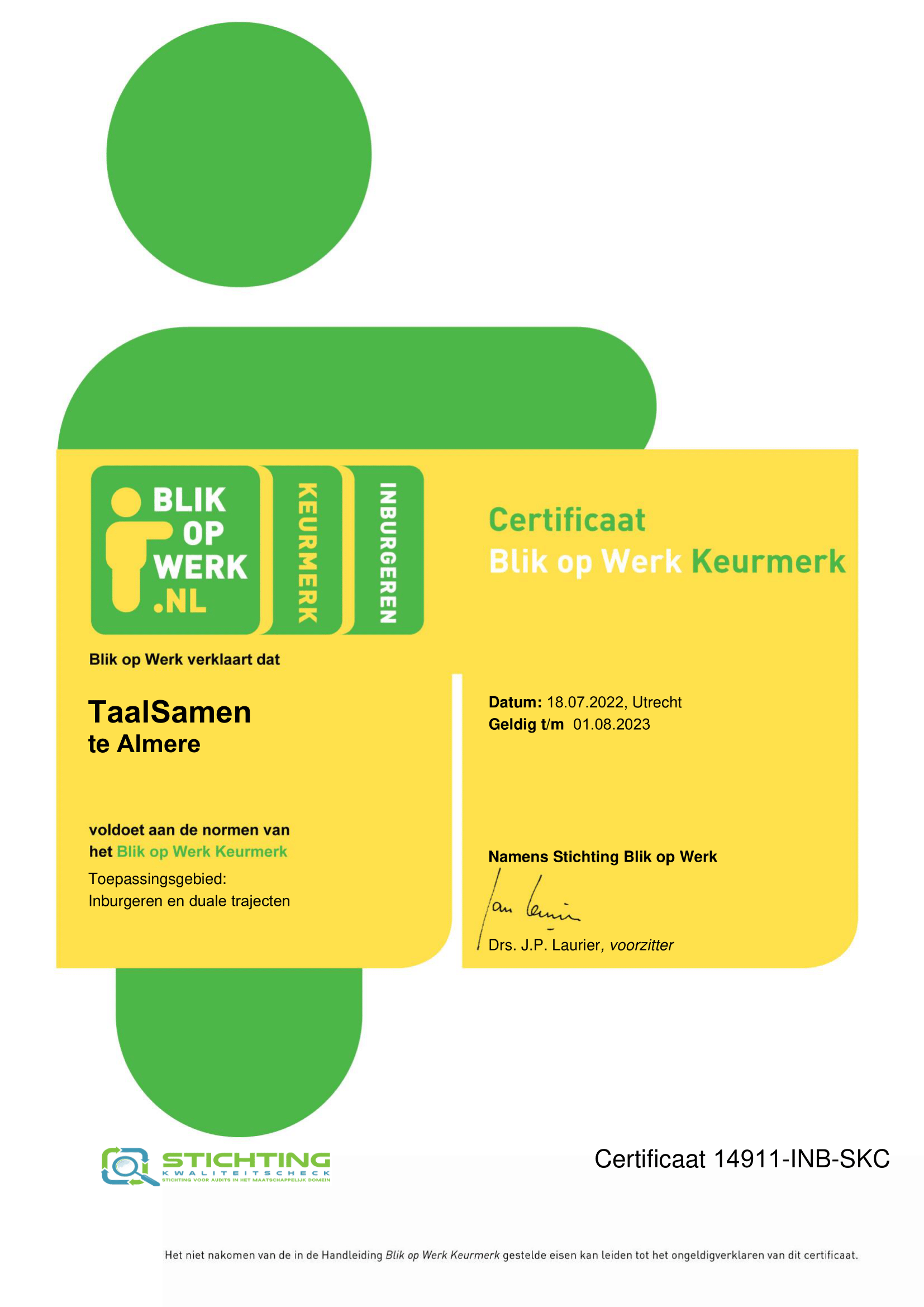 certificaat 14911